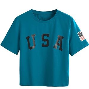 New In Bag. Unbranded USA cropped tee. Size XL